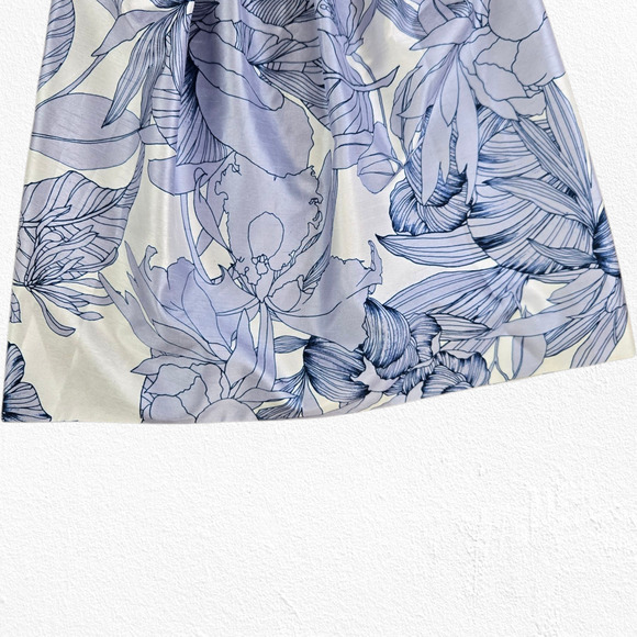 Keepsake Blue White Floral Satin Halter High Neck Backless Blouse Size XS - Picture 4 of 8